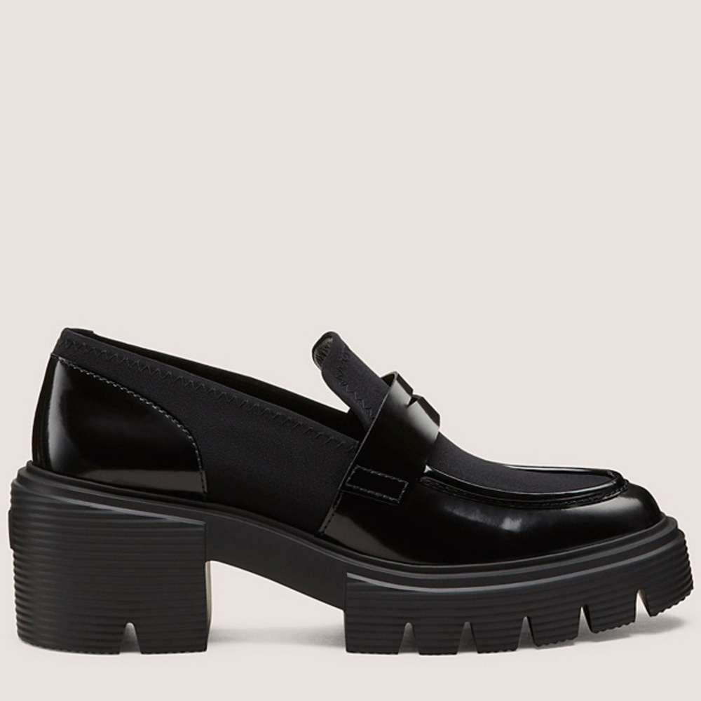 Stuart‎ Weitzman 5050 Soho Loafer Spazzolato & Gabardine / Black 8.5 Wide